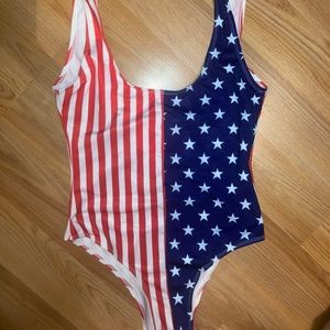 American flag print one piece swimsuit